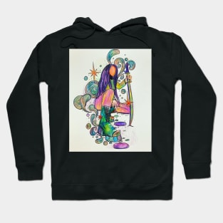 colored girl with sword Hoodie